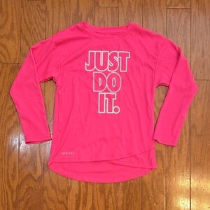 Nike Bright Pink Just Do It Long Sleeve Shirt Size 6